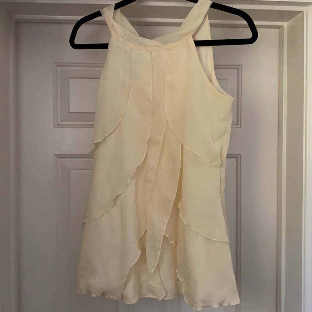 Cream, Med. Tank top blouse, ties behind neck.